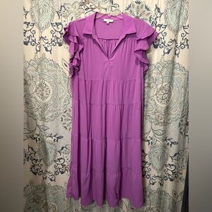 Umgee Purple Tiered Midi Dress